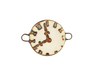 Earthenwood Studio Ceramic Oxidation Clock Face Link 25x18mm
