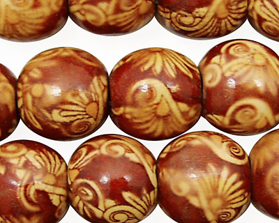 Cinnamon Floral w/ Scrolling Round 14-15mm