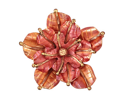 Patricia Healey Copper Stacked 5 Petal Flower Pendant 46mm