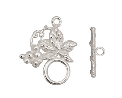 Silver (plated) Grape Vine Toggle Clasp 27x24mm, 20mm bar