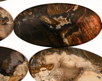 Red Silver Leaf Flat Oval 40x20mm