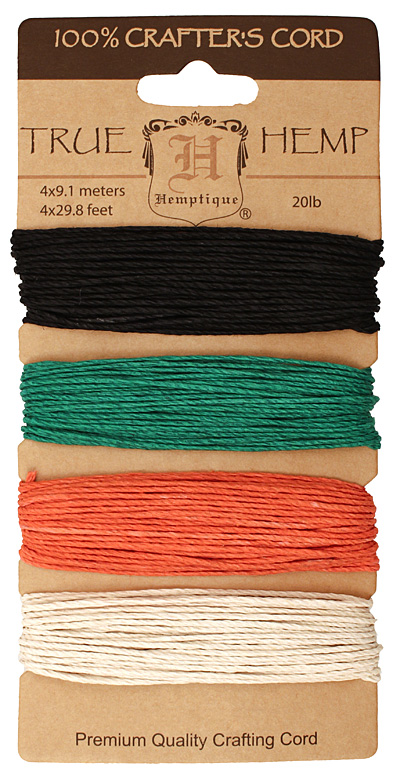 Primary Hemp Twine 20 lb, 29.8 ft x 4 colors