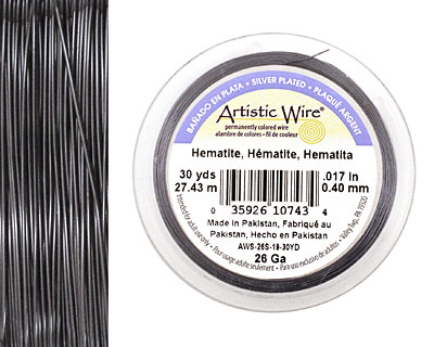 Artistic Wire Silver Plated Hematite 26 gauge, 30 yards