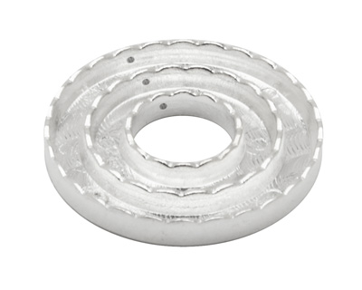 Silver (plated) Open Scalloped Round (2 channel, 3 hole) Katiedids 35mm
