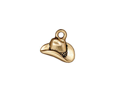 TierraCast Antique Gold (plated) Cowboy Hat Charm 14x12mm