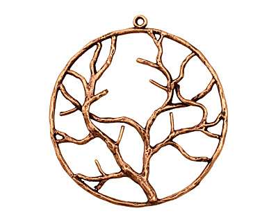 Ezel Findings Antique Copper Circle Tree Branch Pendant 38x42mm