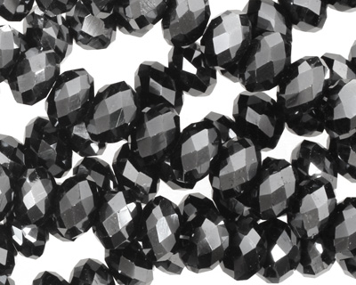 Jet Hematite Crystal Faceted Rondelle 8mm