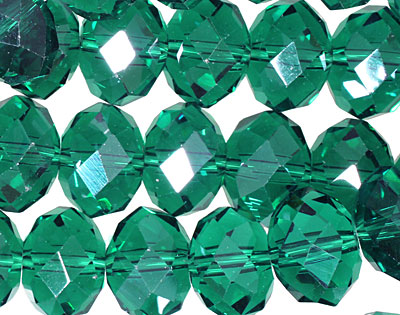 Emerald Crystal Faceted Rondelle 14mm