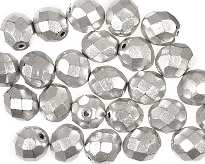 Czech Fire Polished Glass Matte Metallic Aluminum Round 8mm