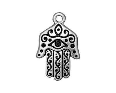 TierraCast Antique Silver (plated) Hamsa Pendant 17x26mm