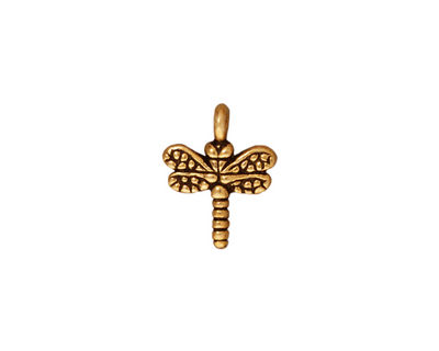 TierraCast Antique Gold (plated) Small Dragonfly Charm 12x15mm