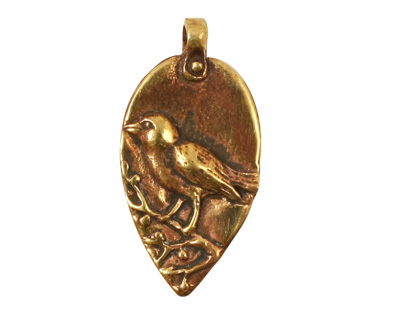 Green Girl Bronze Rumi Bird Pendant 16x32mm