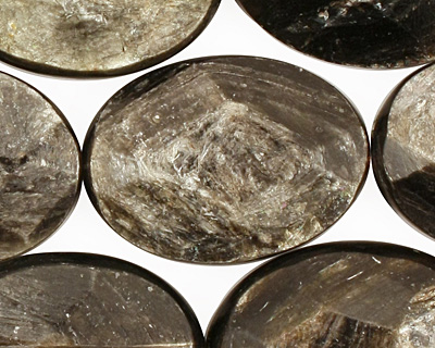 Golden Mica Faceted Flat Oval 25x19mm
