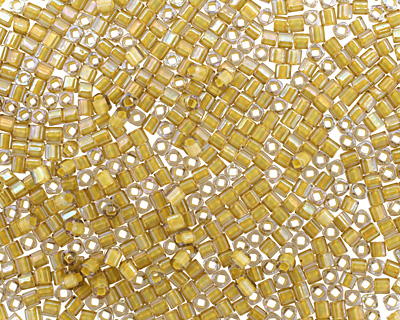 TOHO Luster Black Diamond (with Opaque Yellow Lining) Cube 1.5mm Seed Bead
