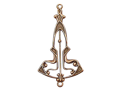 Stampt Antique Copper (plated) Nouveau Drop Connector 23x32mm