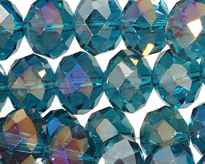 Teal AB Crystal Faceted Rondelle 14mm