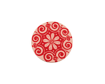 Lillypilly Red Scrolling Daisy Anodized Aluminum Disc 19mm, 24 gauge