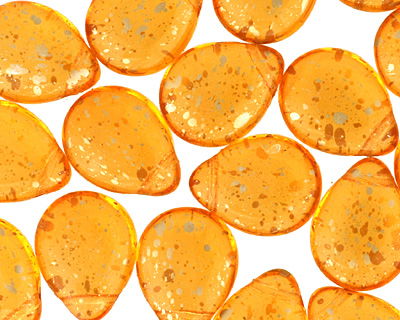 Czech Glass Coated Sunshine Dust Teardrop 12x16mm