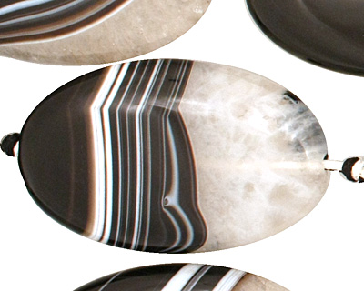 Black Sardonyx Flat Oval 40x25mm