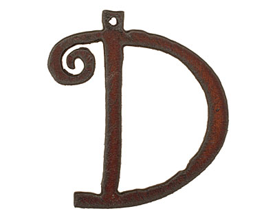 The Lipstick Ranch Rusted Iron Letter D Pendant 47x50mm