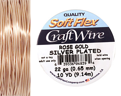 Soft Flex Silver Plated Rose Gold Craft Wire 22 gauge, 10 yards