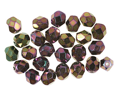 Czech Fire Polished Glass Iris Purple Round 6mm
