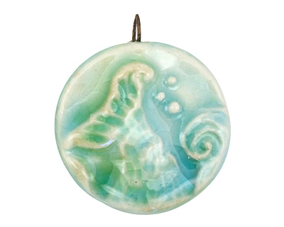 Gaea Ceramic Mermaid Blue Mermaid Tail Pendant 32-33x36-38mm