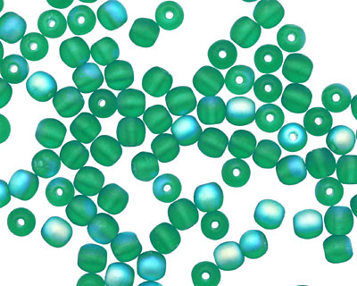 Czech Glass Matte Emerald AB Round 4mm