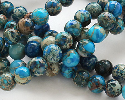 Teal (multi) Impression Jasper Round 8mm