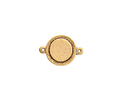 Nunn Design Antique Gold (plated) Raised Tag Mini Circle Connector 25x13mm