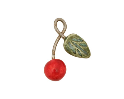 Earthenwood Studio Ceramic Cherry Charm 15x22mm