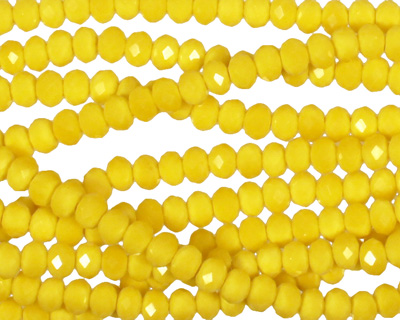 Vintage Yellow Crystal Faceted Rondelle 4mm