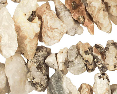 White Pyrite Quartz Rough Side Drilled Nugget 4-7x11-27mm