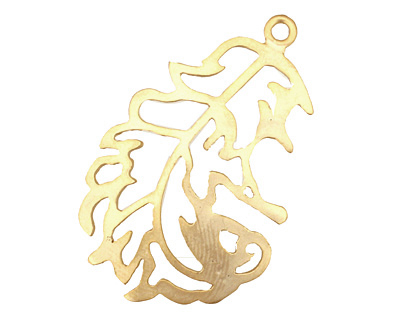 Ezel Findings Gold (plated) Downy Feather Pendant 22x37mm