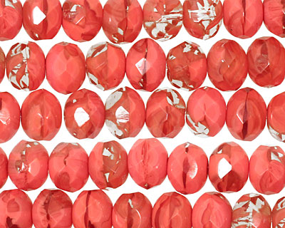 Czech Glass Pink Silk Quartz Fire Polished Rondelle 6x9mm
