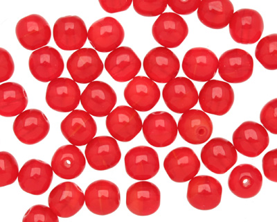 Czech Glass Opal Siam Ruby Round 6mm