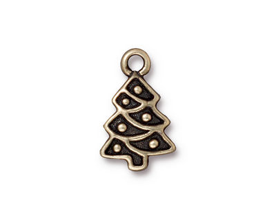 TierraCast Antique Brass (plated) Christmas Tree Charm 12x20mm