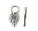 Antique Silver (plated) Simple Leaf Toggle Clasp 26x13mm, 23mm bar