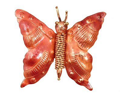 Patricia Healey Copper Coiled Rope Butterfly Pendant 48x42mm