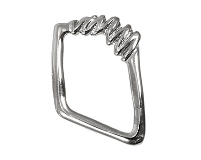 Silver (plated) Irregular Diamond w/ Zigzag 40x30mm