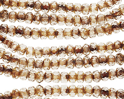 Czech Glass Crystal Picasso Fire Polished Rondelle 4x5mm