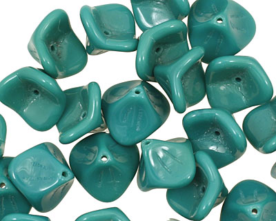 Czech Glass Turquoise 3 Petal Bellflower 9x11mm
