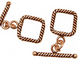 Antique Copper Square Rope Toggle Clasp 15mm, 25mm Bar