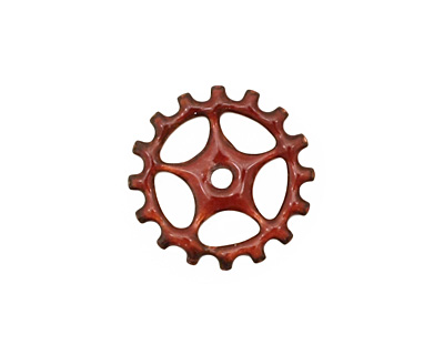 C-Koop Enameled Metal Ruby Red Sectioned Gear 19mm