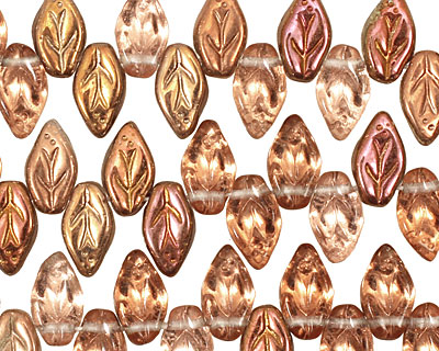Czech Glass Autumn Shimmer Leaf Drop 5x10mm
