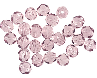Czech Fire Polished Glass Light Amethyst Round 6mm