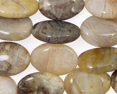 Bamboo Leaf Agate Flat Oval 18x13mm
