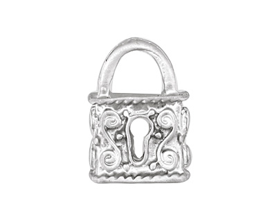 Ezel Findings Rhodium (plated) Double Sided Padlock Pendant 16x23mm
