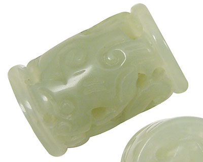 New Jade Hollow Carved Barrel 34x24mm