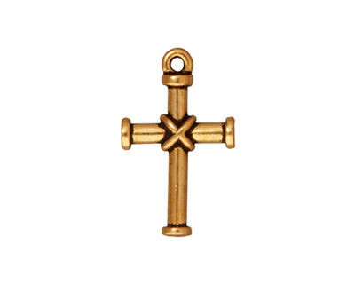 TierraCast Antique Gold (plated) Wrapped Cross Charm 14x23mm